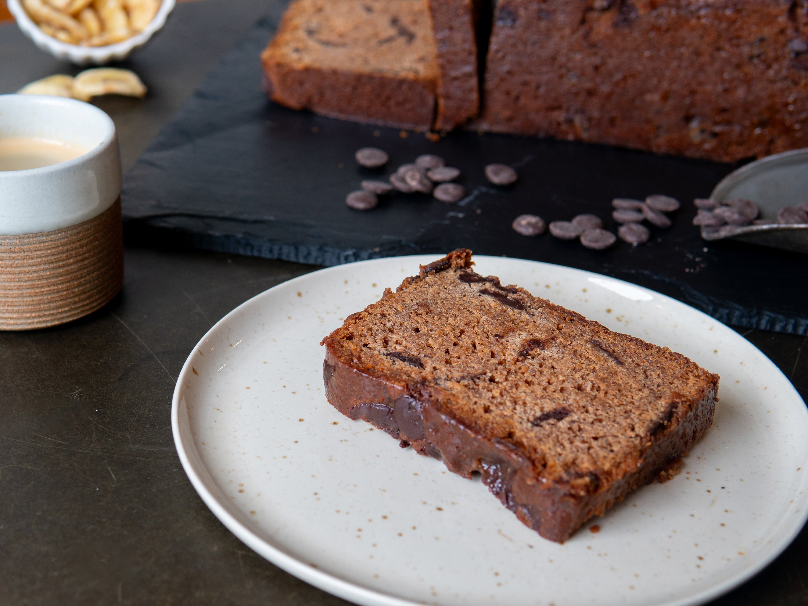 Slice of wholesale Banana & Chocolate Loaf | Cakesmiths