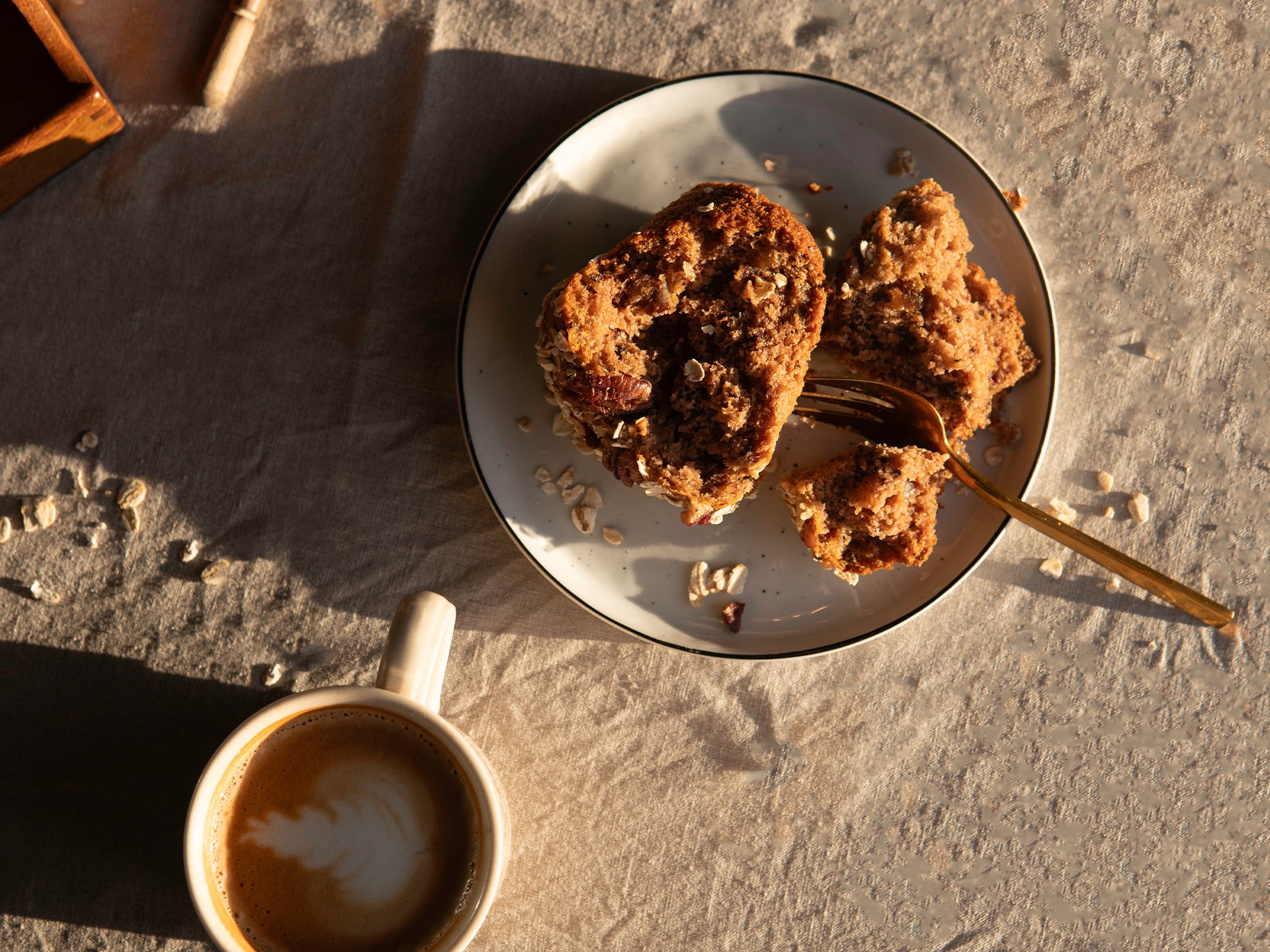 The texture of a banana and pecan muffin