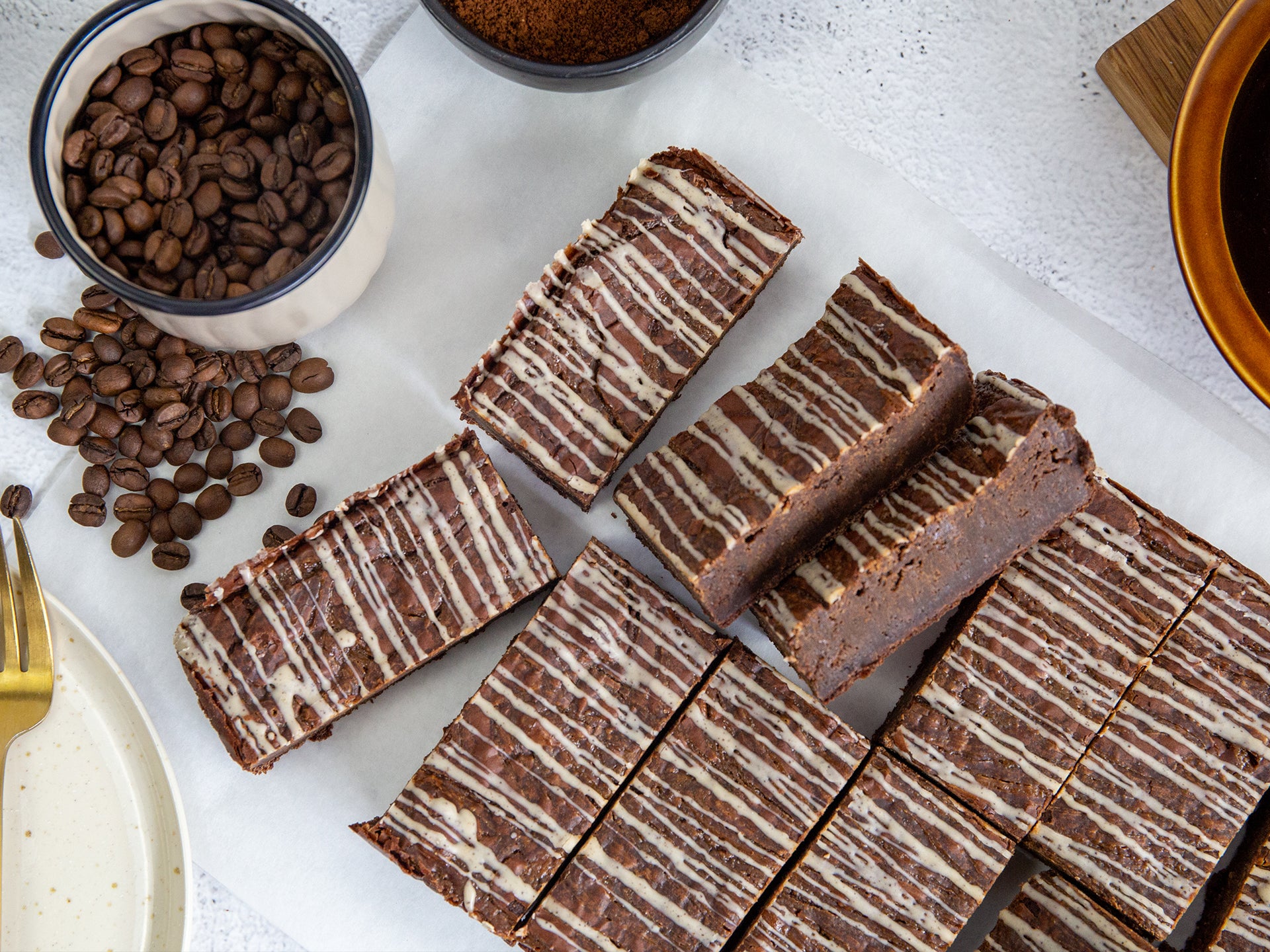 Slices of the Cakesmiths Espresso Caramel Brownie