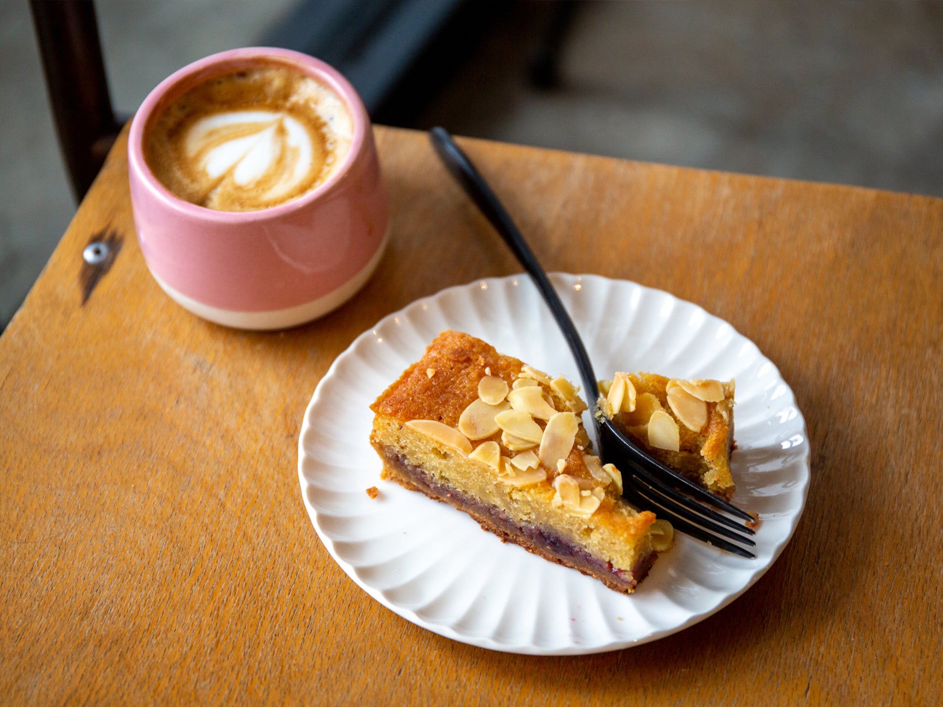 A slice of our very low gluten raspberry bakewell