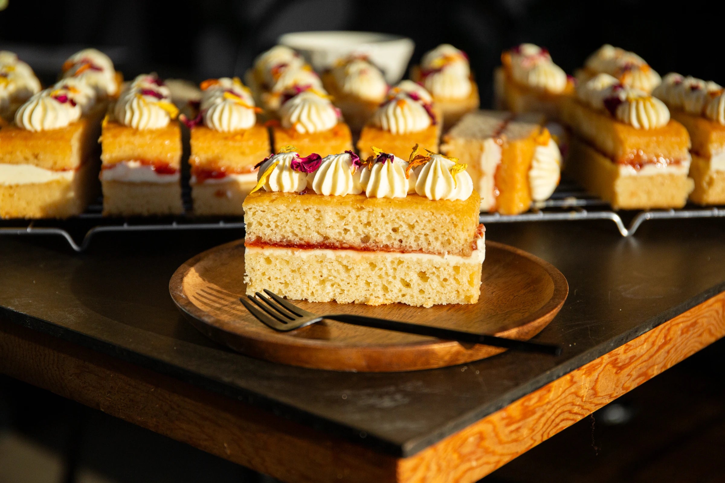 Afternoon Tea Cake Displayed on Coffee Table as Part of a tray cake wholesale