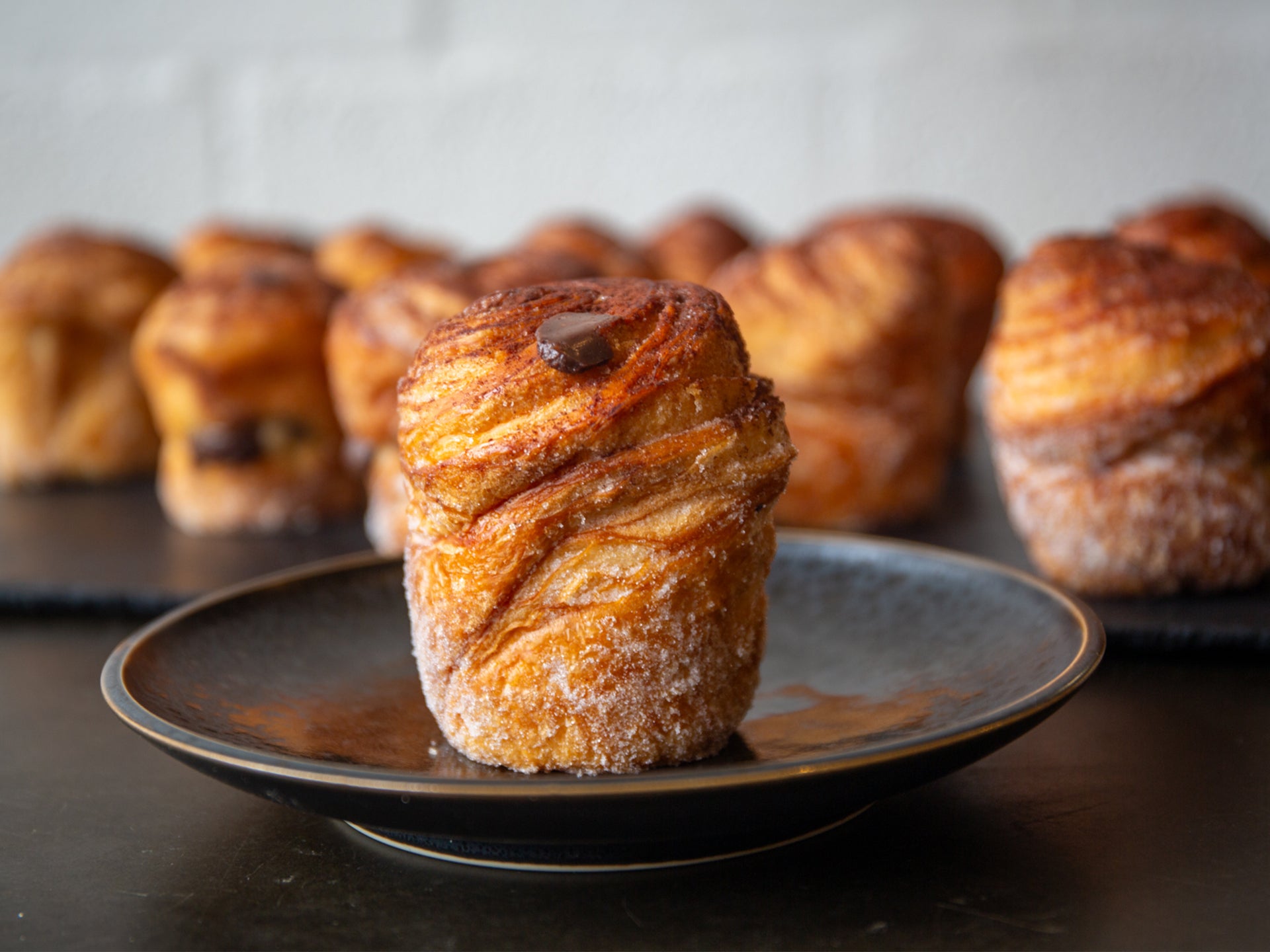 Our delectable wholesale Belgian Chocolate Cruffin from our Small Batch Labs