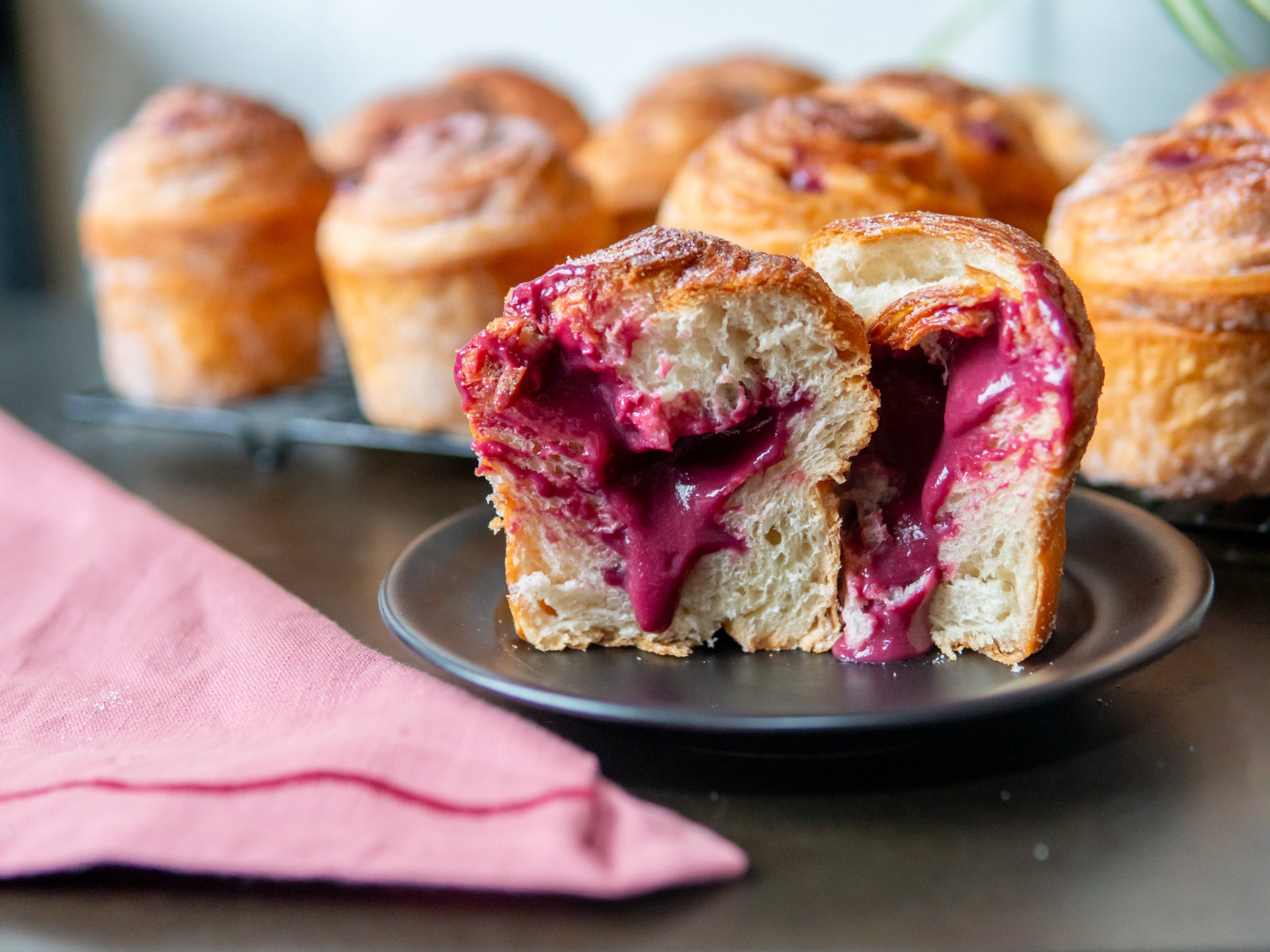 Blackberry & Apple Custard Cruffin