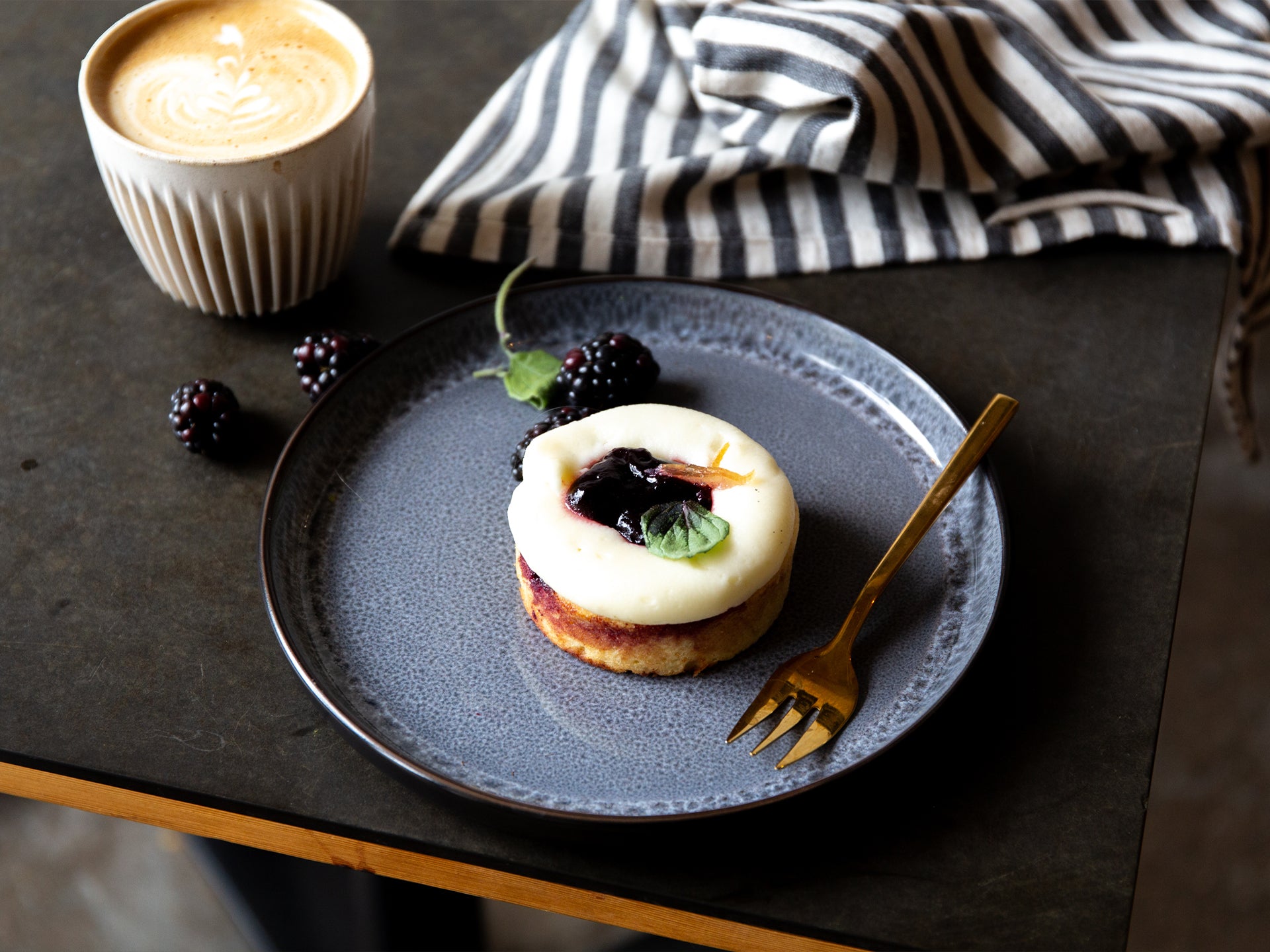 A serving of Blackberry & Yuzu Friand