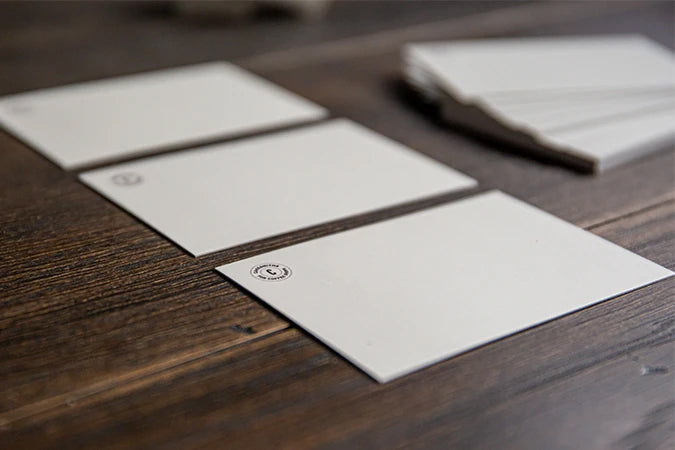The front view of our Blank white product display cards with space for writing the product name