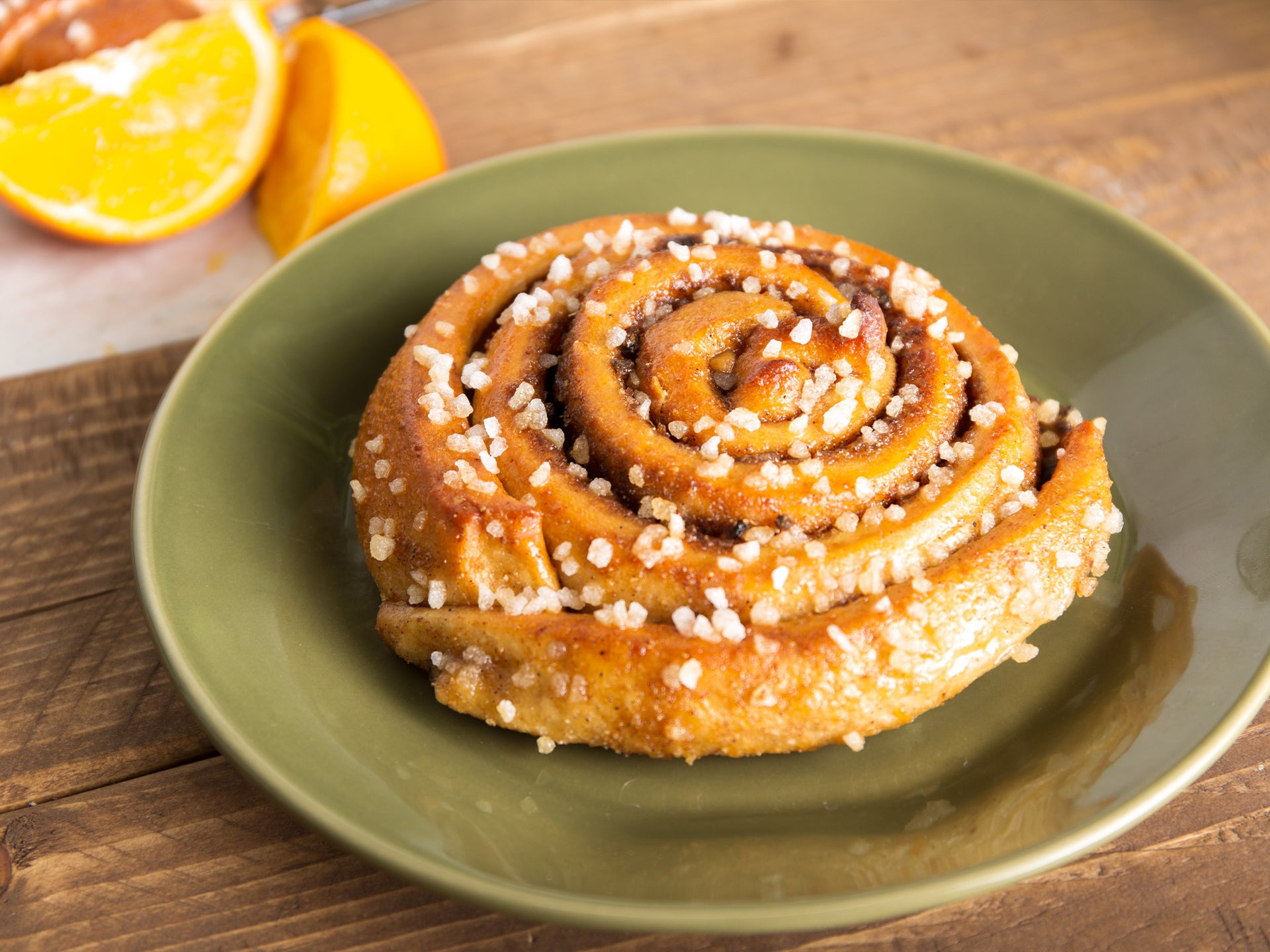 A sticky cardamom & orange bun from Cakesmiths
