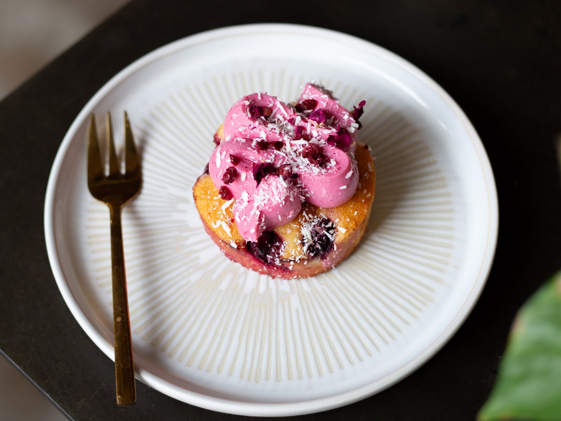 A serving of our Cherry, Coconut & Hibiscus Friands