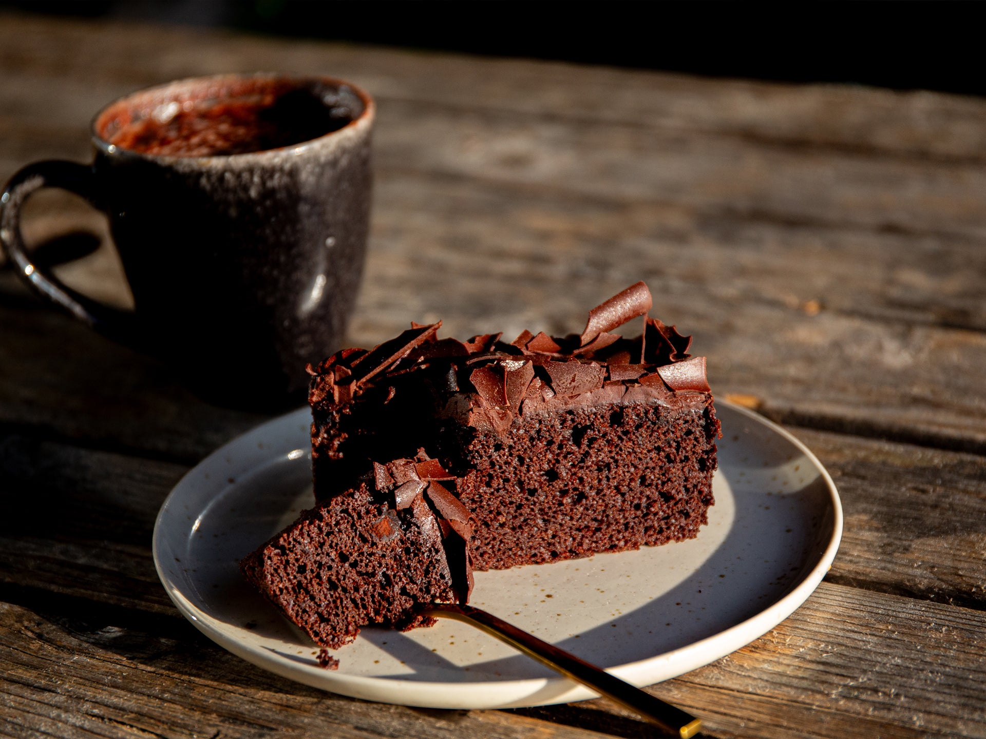 A slice of Wholesale Double Chocolate Fudge Cake from Cakesmiths