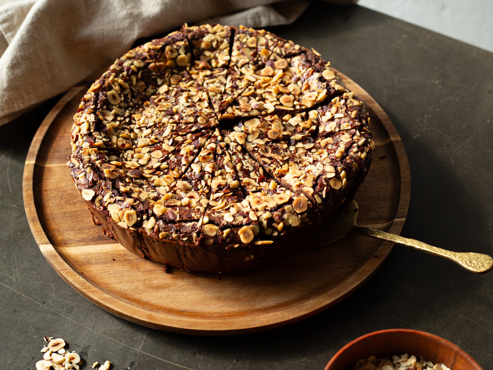 Wholesale pre-portioned chocolate and hazelnut torte
