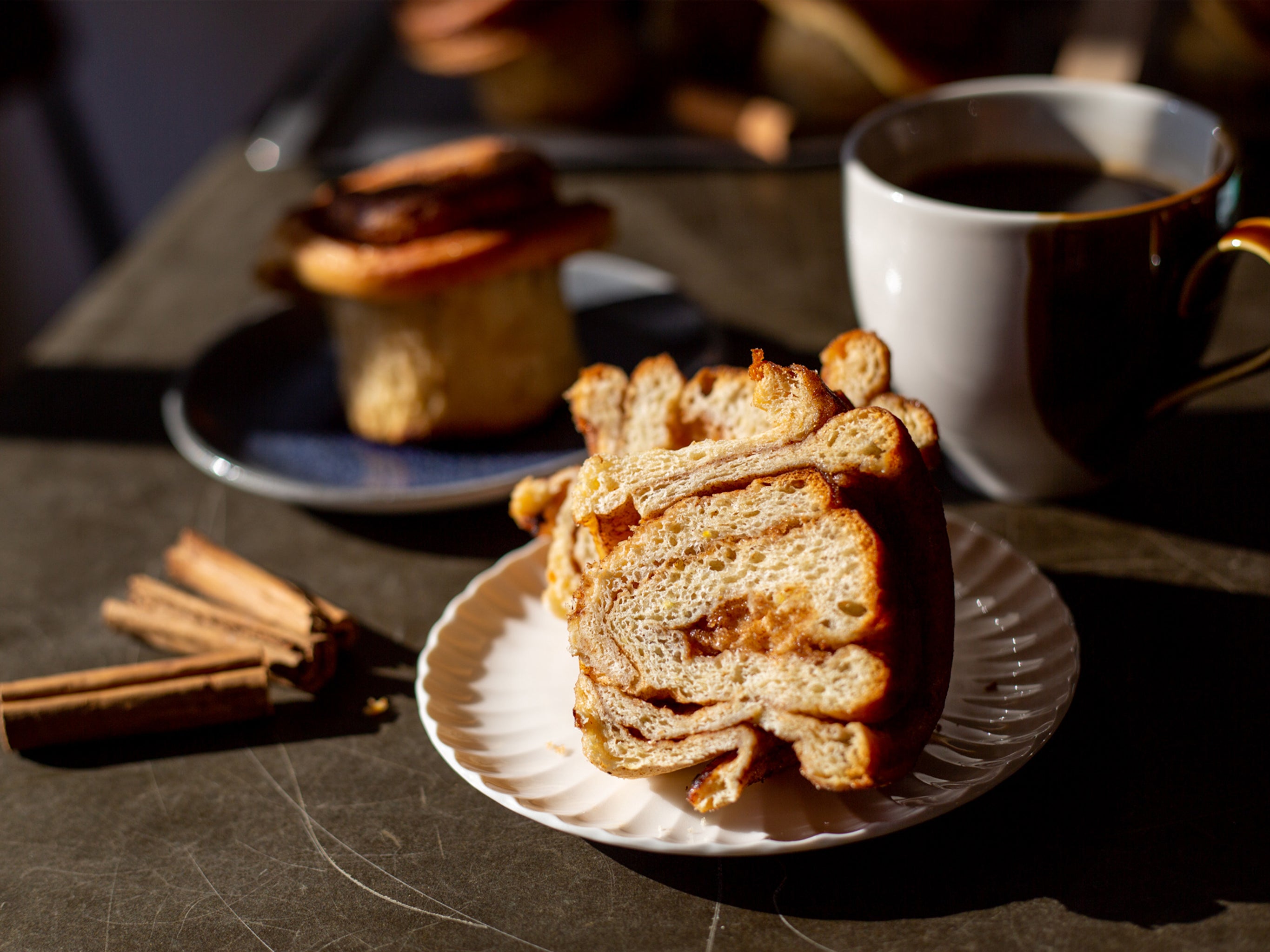 The beautiful layers in our Classic Cinnamon Buns from Cakesmiths