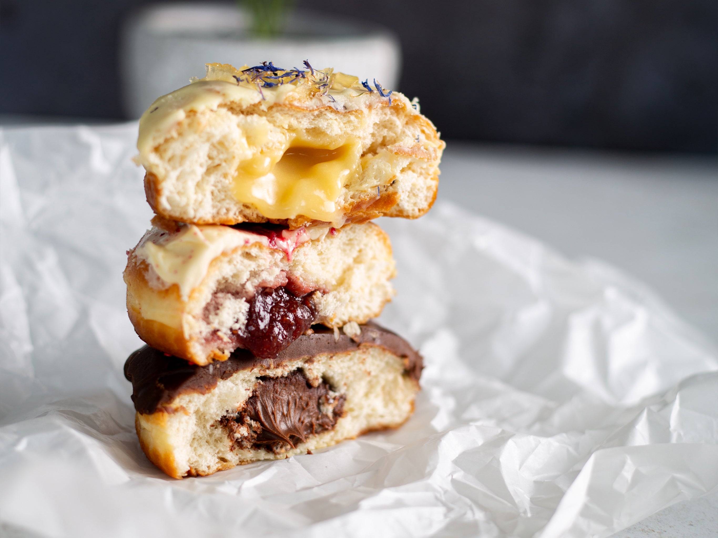 A stack of our new wholesale doughnuts