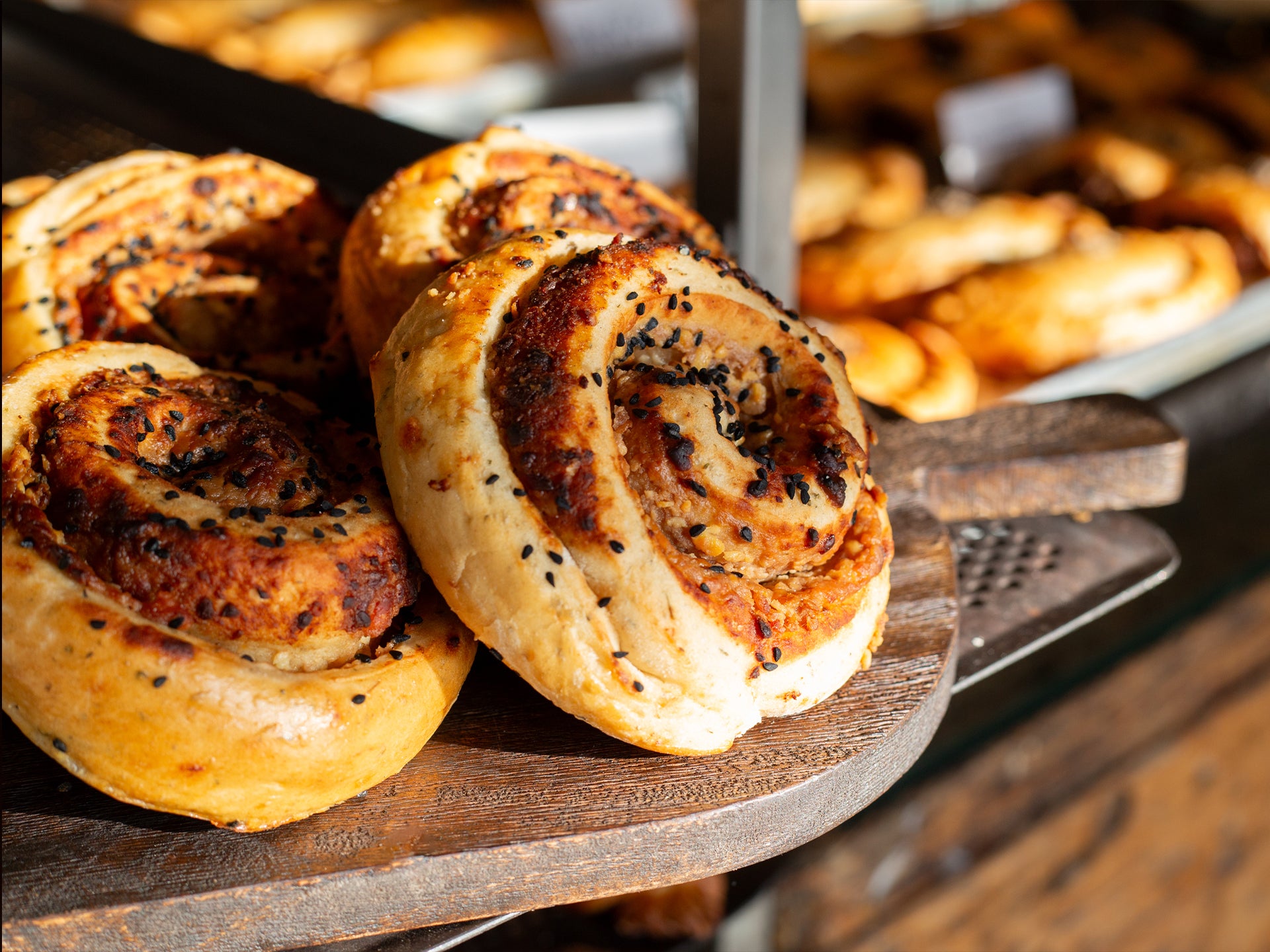 Our wholesale Caramelised Onion & Cheese Swirls are a great grab and go option