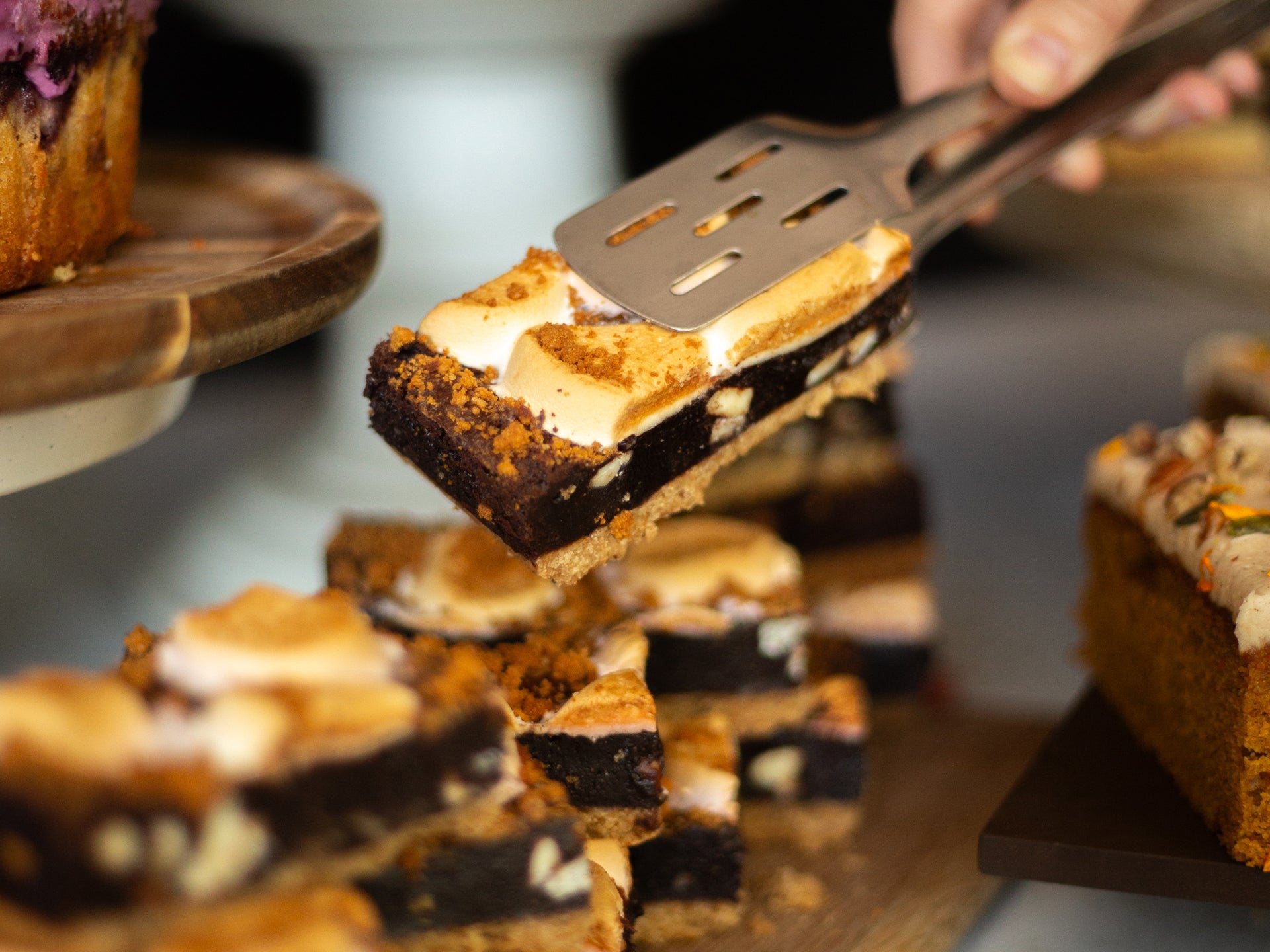 S'mores Brownie topped with toasted marshmallow