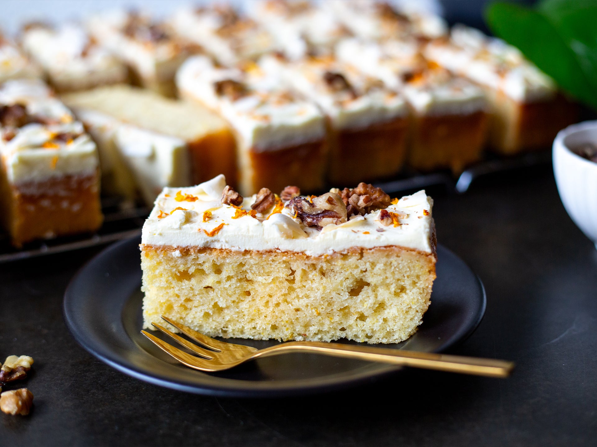 A slice of our hummingbird traycake