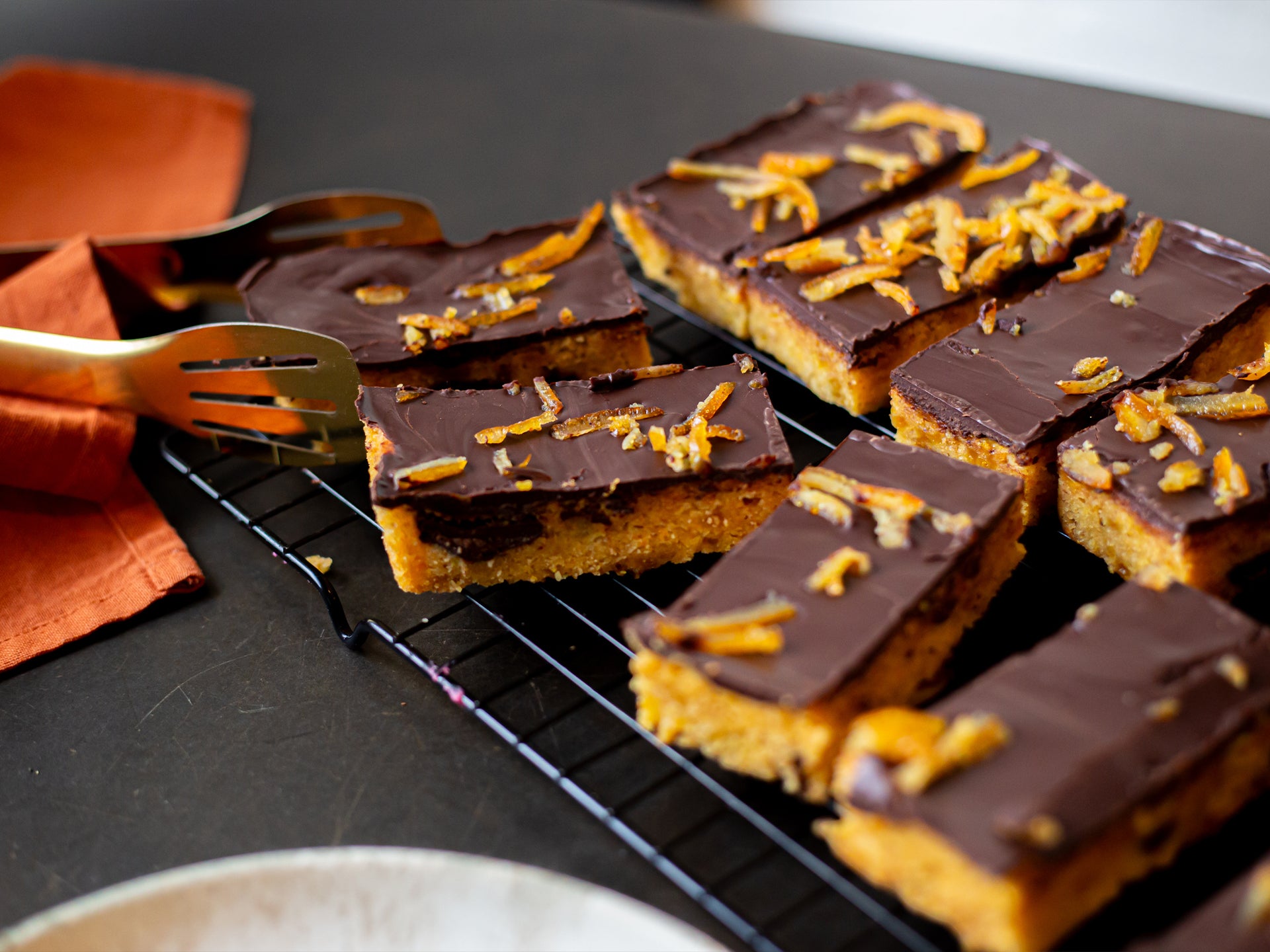 Our nostalgic jaffa cake traybake