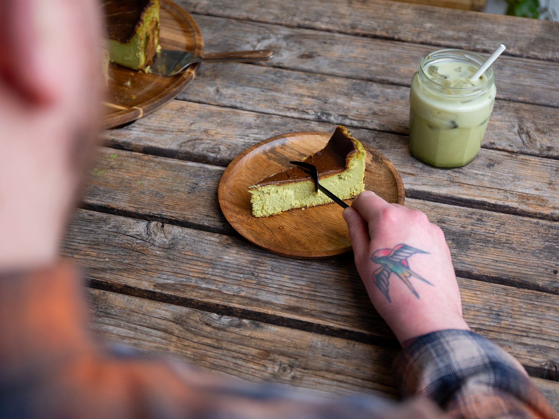 Tuck into a slice of our Matcha Burnt Basque Cheeesecake | Cakesmiths