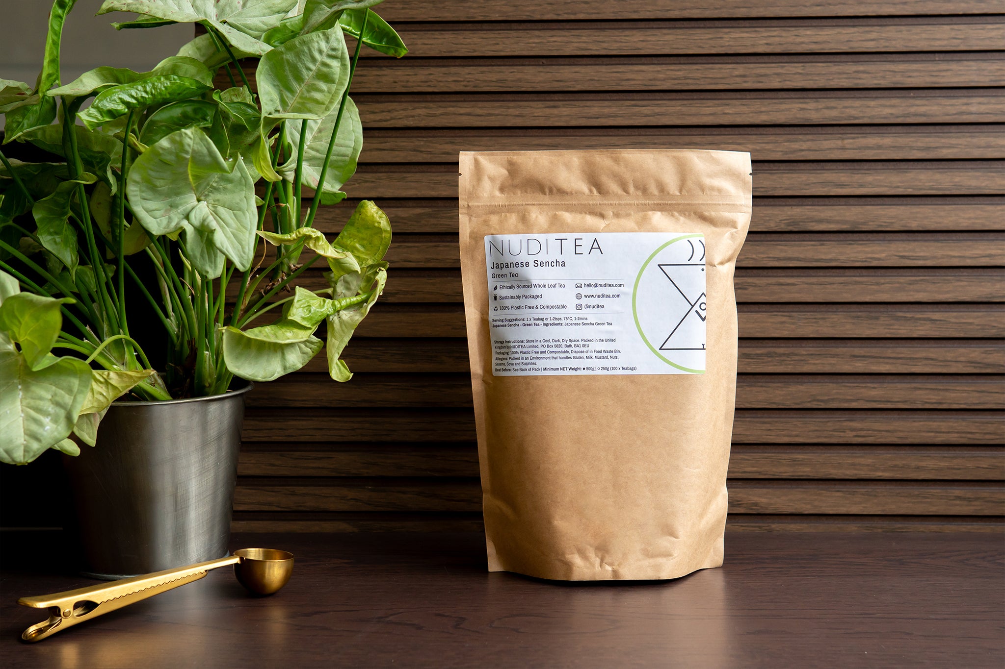 A packet of Nuditea Sencha Green Tea