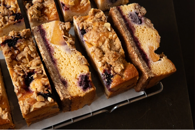 Peach & Blackberry Cobbler Cake