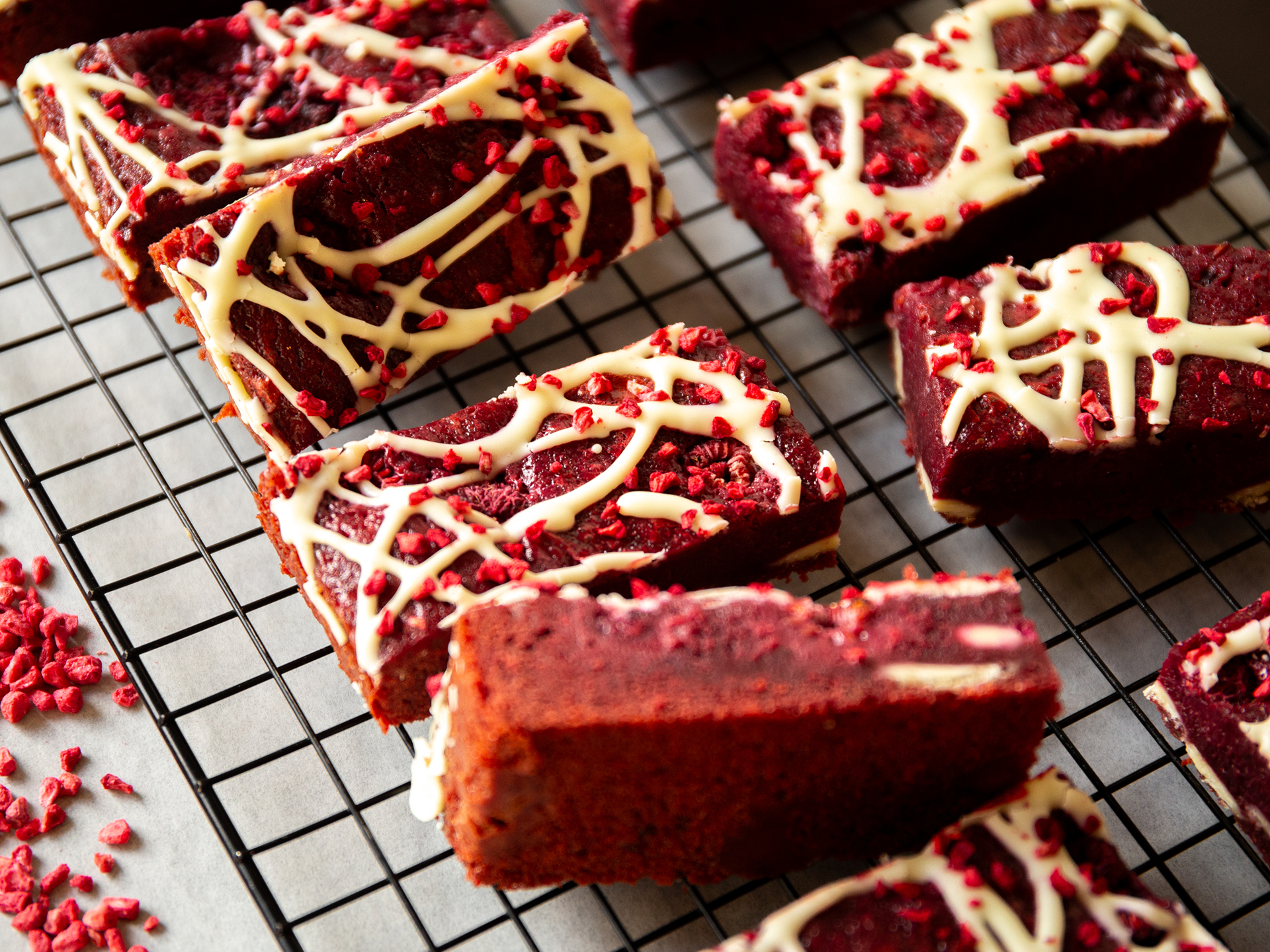 Raspberry Red Velvet Blondie