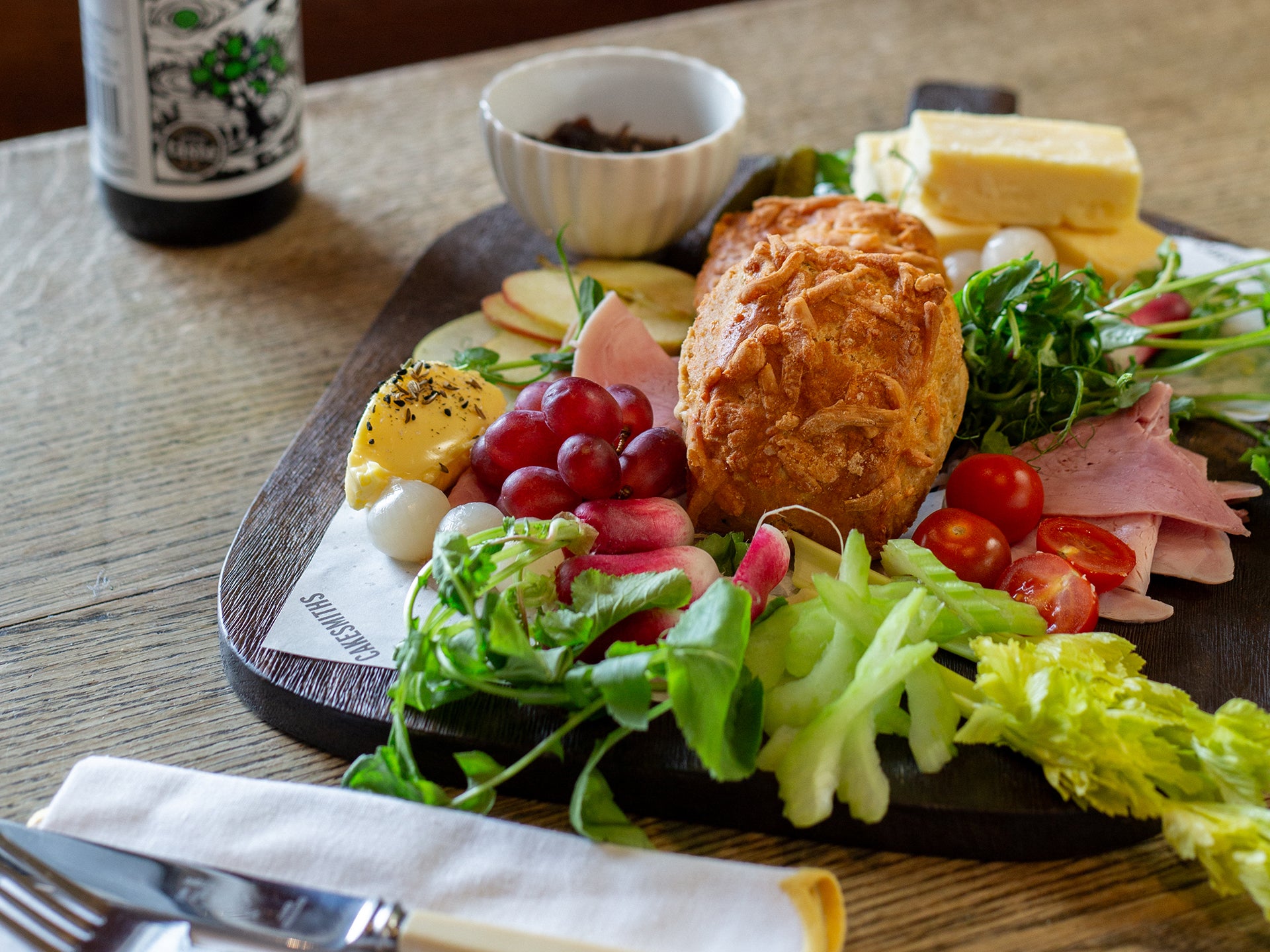 Use our wholesale savoury scones to create a quick ploughmans for your lunch menu