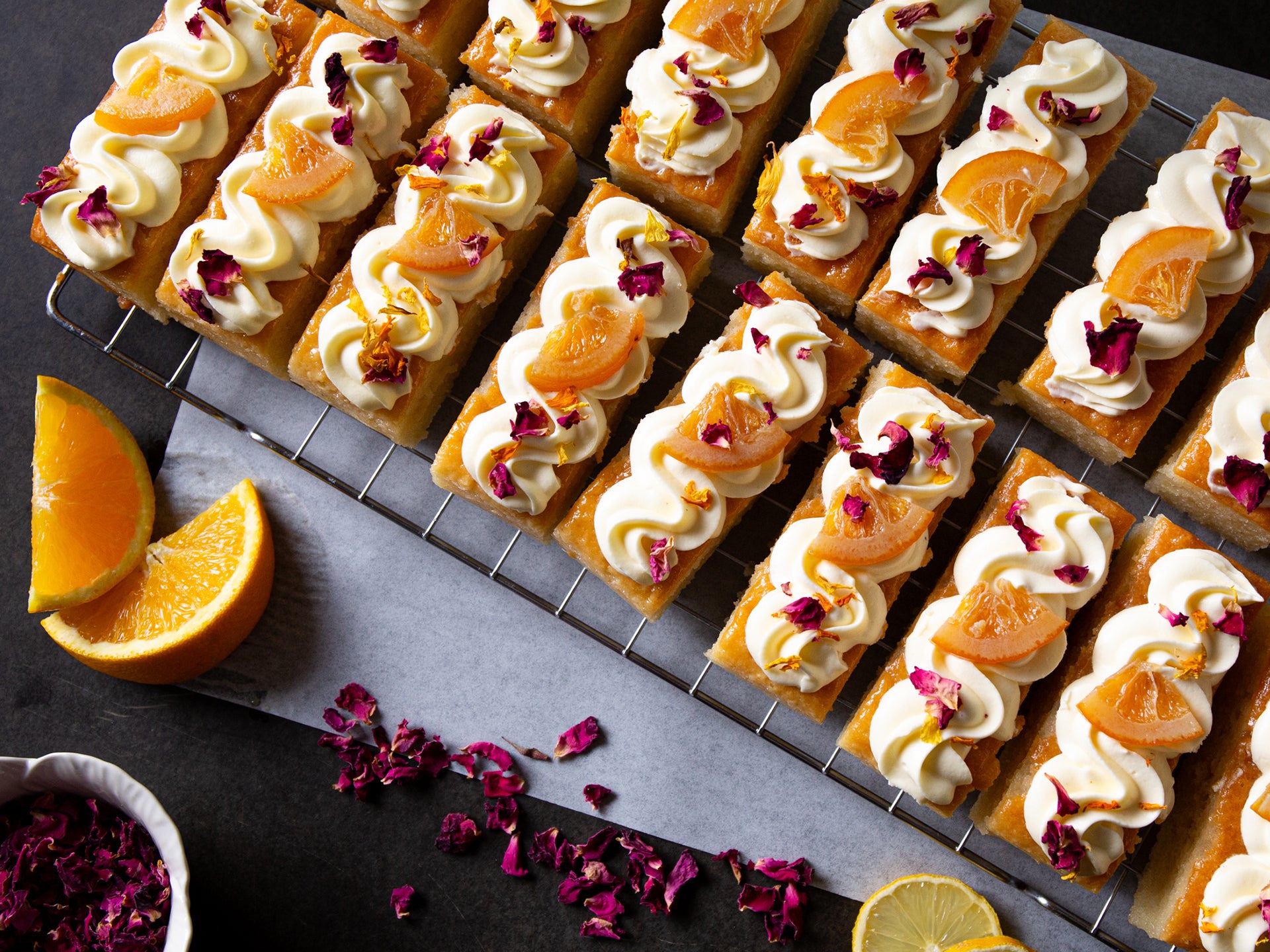 A tray of wholesale citrus cake