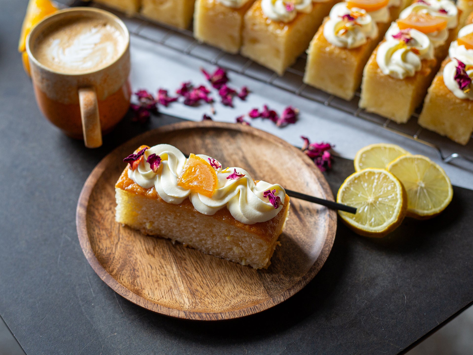 A slice of our citrusy St Clements cake
