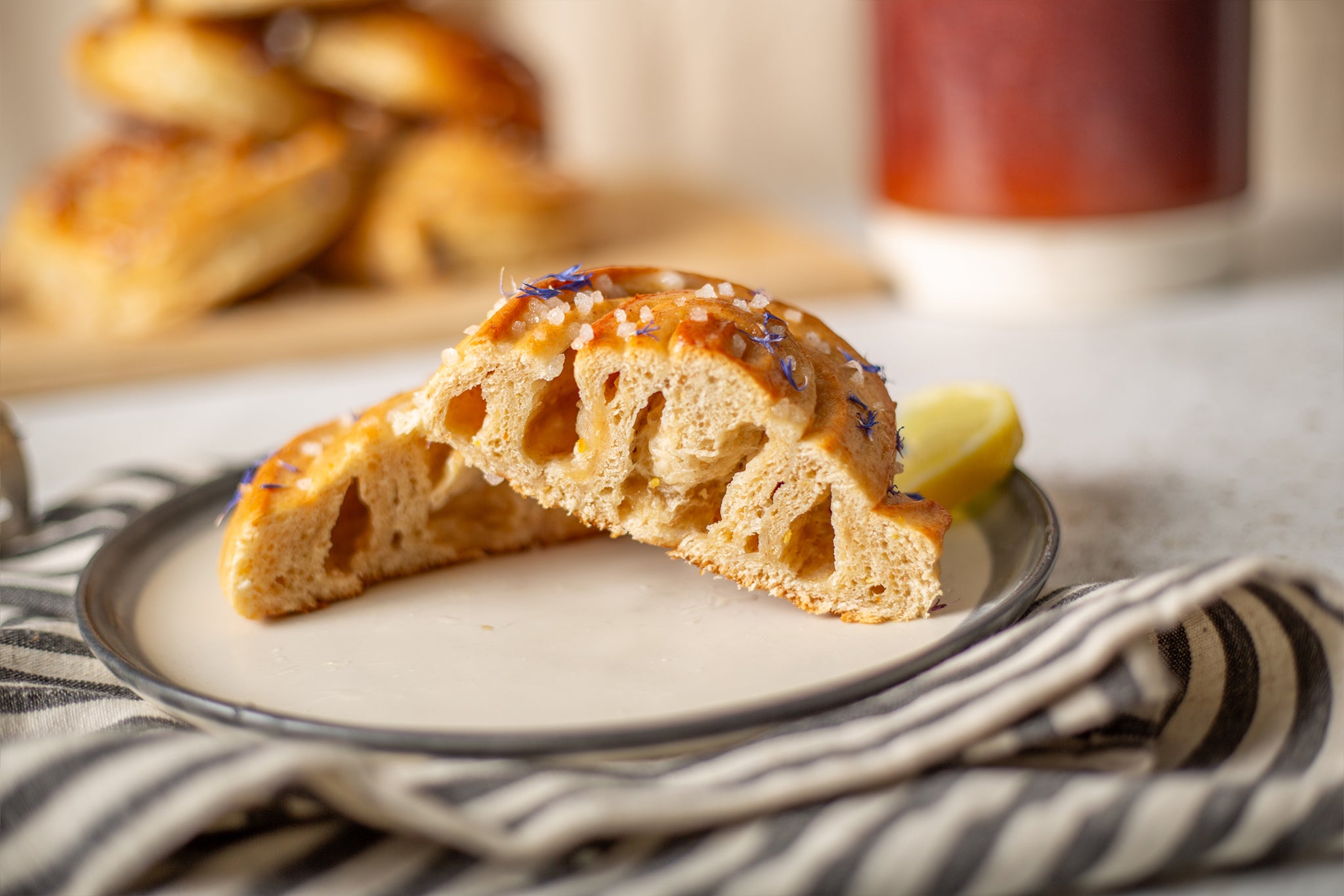 A cross section of our sticky lemon drizzle buns