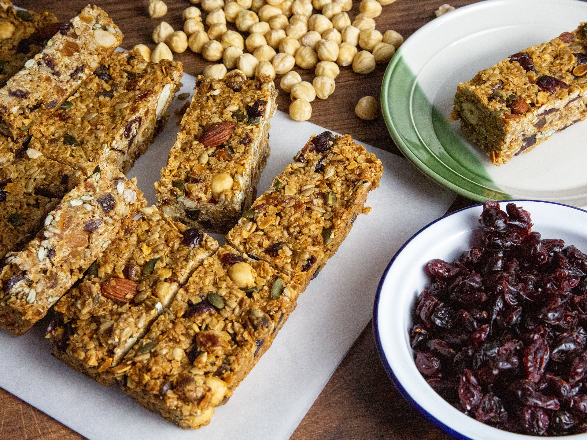 A tray of our Super Granola with added fruit and nuts
