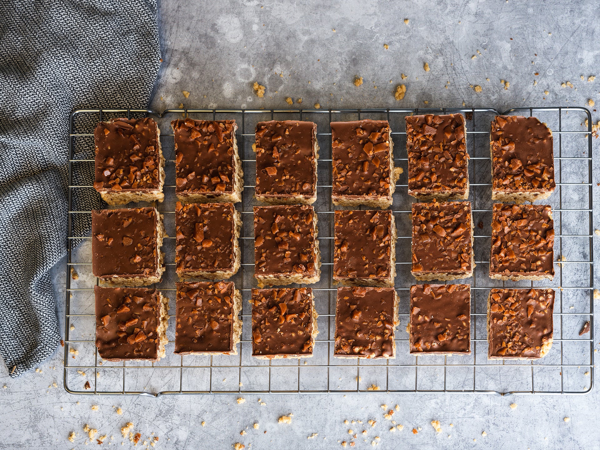 A tray of toffee crispy traybake