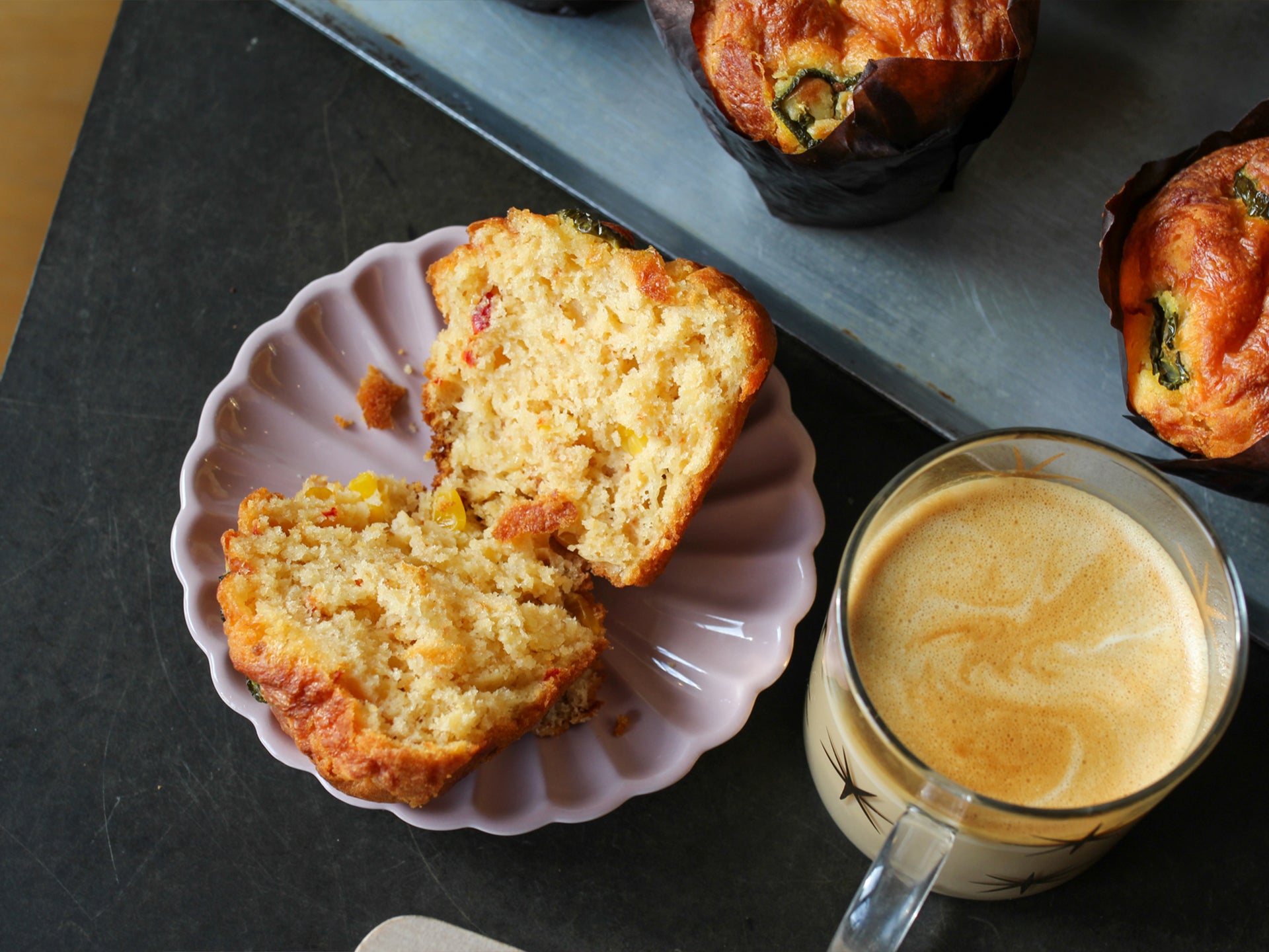 The texture and crumb of our savoury wholesale cheese muffins