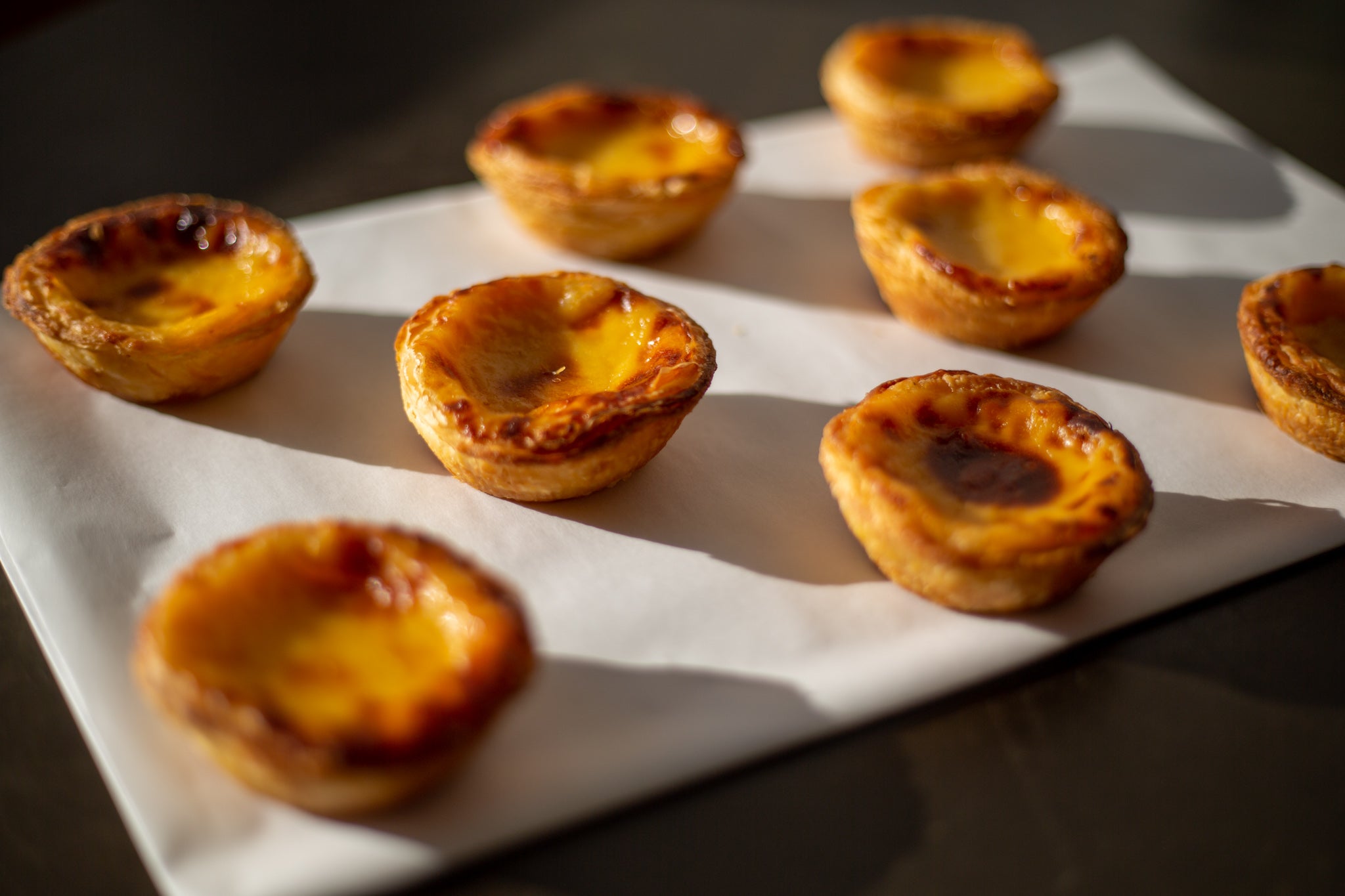 A tray of wholesale pastel de nata, made in Lisbon