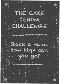 Cakesmiths Head Bakers taking on the Cake Jenga Challenge.